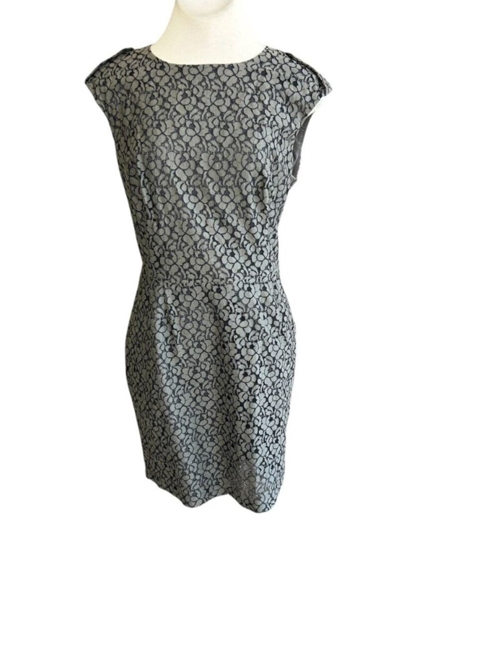 Stile Benetton Gray Patterned Sleeveless Military Sheath Dress Size 8